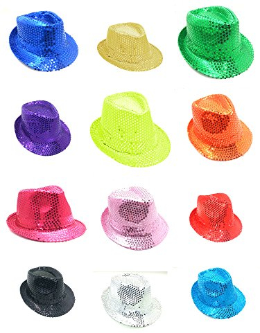 Party Factory Pailletten Hut, grüner Glitzerhut für Damen und Herren, Glamour Accessoire, Kopfbedeckung für Karneval