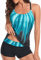 Sixyotie Donna Costumi da Bagno di Due Pezzi Strisce Colore Sfumato Due Pezzi Tankini Moda Boyshort (Verde,M)