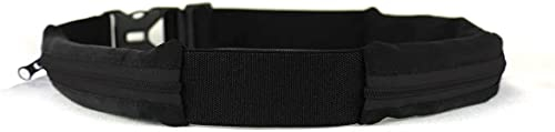 Ceinture Boa L'Original Sac Banane - 2 Poches Ultra Extensibles - Sport, Course a Pied, Jogging, Equitation, Fitness, Voyage, Randonnée -Range Telephone, Gourde, Anti Pick-Pocket Belt (Noir, L/XXL)