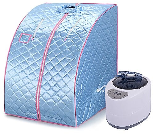 Cabina sauna a vapor para sauna doméstica en casa, baño de vapor portátil en casa Mobile Sauna Spa (Turquesa)