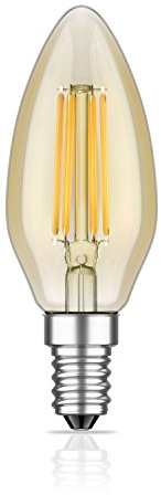 ledscom.de E14 LED Leuchtmittel, Kerze, extra warmweiß (2500 K), 4,1 W, 458lm, goldfarben
