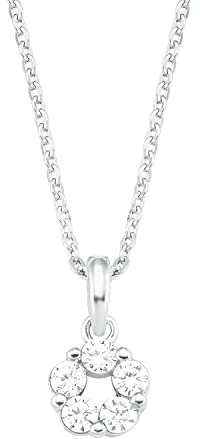 Amor Kette mit Anhänger 925 Sterling Silber Damen Halsschmuck, mit Zirkonia synth., 42 cm, Silber, Kommt in Schmuck Geschenk Box, 2027492