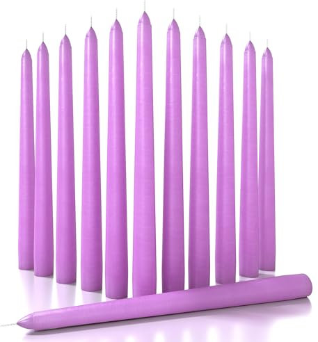CANDWAX 10 inch Taper Candles Set of 12 - Dripless Taper Candles and Unscented Candlesticks - Perfect as Dinner Candles and Household Candles - Lilac Candles…