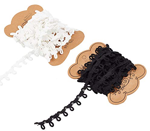 NBEADS 2 Rollo 3m / Rollo Cordon Elástico con Ojal, Banda Elástica de Lazo de Botón Elástico Blanco Y Negro de 15 mm de Ancho para Manualidades de Costura DIY