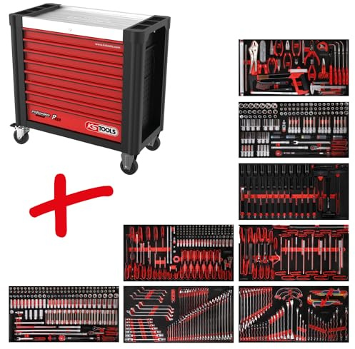KS Tools 825.8660 PERFORMANCEplus Werkstattwagen P25 mit 8 Schubladen, bestückt mit 660 Werkzeugen in 8 Einlagen für 8 Schubladen