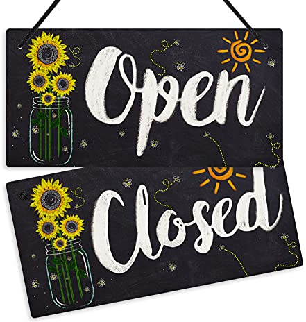 Putuo Decor Schild mit Aufschrift Open Closed, doppelseitig, für Geschäft, Café, Bar, Shop, Restaurant, Türfenster, 25,4 x 12,7 cm, PVC-Hängeschild