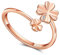 MICGIGI Damen 925er Sterling Silber Offener Ring Vierblättriges Kleeblatt Verstellbarer Ring Roségold