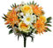 Floratexx Kunstblume Strauß Rosen-Dahlie Blumenstrauß 38cm GELB-ORANGE