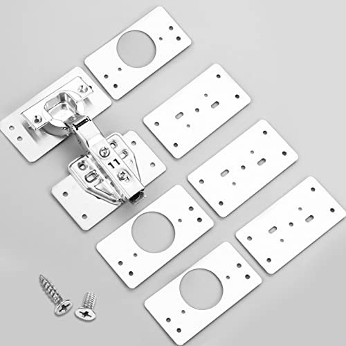8Pcs Plaques de Réparation de Charnière Armoire,Plaques de Réparation de Porte Armoire de Cuisine avec trous et vis,Pour meubles en bois étagères et armoires(avec vis)