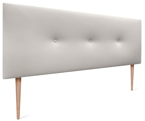 DHOME Kopfteil mit Knöpfen Hochwertig gepolstertes Kunstleder oder Acualinstoff Neue FARBREIHE Luxuriöses Bett Kopfteil Schlafzimmer Polsterung (Kuntsleder Weiß Knochen, 160x105cm (Betten 150/160))