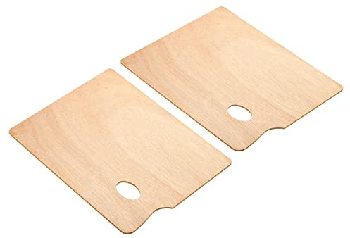 PATIKIL 9x12 Wooden Paint Palette, 2 Pack Rectangular Wooden Paint Palette with Thumb Hole for Oil Watercolor Artist, Wood Color