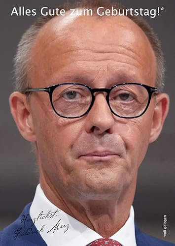 modern times Postkarte LUSTIG - Motiv: HERZLICHST FRIEDRICH MERZ - 314400482, Anlass: Cartoon/Satire Geburtstag, Künstler/Verlag Uwe Becker, Größe: A6