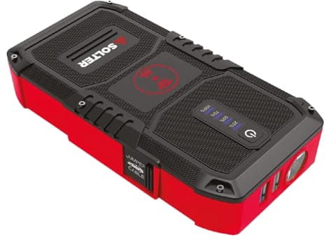 Solter Lithium LT-13 12V Wireless | Arrancador de Batería de Litio para Coches y Motos | Carga Inalámbrica Qi 10W | Powerbank USB | Protección Avanzada
