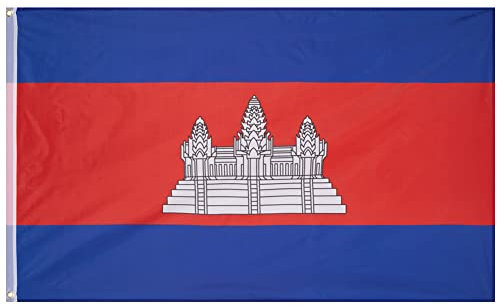 MUWO Flagge Nations Together 90 x 150 cm Nationalmanschaften, doppelseitige Gartenflagge, wetterfeste Fanflagge, Fußballflagge Polyester Länderfagge Deutschland mit Ösen (Kambodscha)