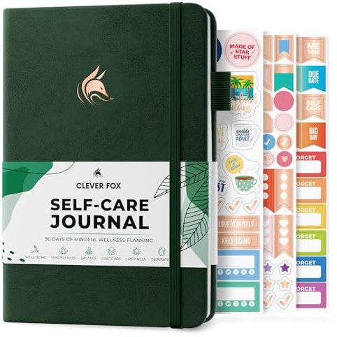 Clever Fox Self-Care Journal for Women, Daily Planner A5 Forest Green | 3-month mental health journal, habit tracker, wellness journaling supplies for women & teen girls, gratitude & mood log