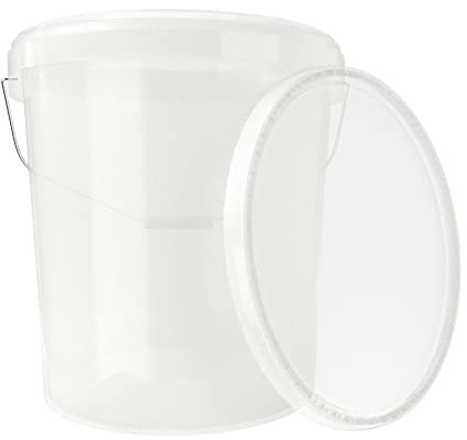 Bucket with Lid 16 Litres Natural – Food Safe Airtight and Stable, Empty Bucket with Handle and Closure Lid for Food Chemistry Wall Paint Washing Powder Adhesives Suitable