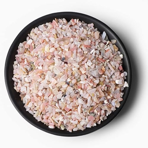 MOBSAN Gravier naturel irrégulier de 3 à 5 mm, quartz rose, copeaux d'améthystes, pierre brute à utiliser pour la décoration de la maison, aquarium, gravier (couleur : NO.31 opale rose, taille : 20 g)