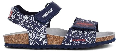 Geox J Ghita Boy E Sandale, Bleu Marine/Rouge, 25 EU