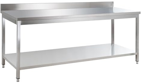 GastroHero Edelstahl Arbeitstisch I Arbeitstisch 160x60 cm mit Grundboden und Aufkantung I Edelstahltisch für Gastronomie I Gasto Tisch AISI 201