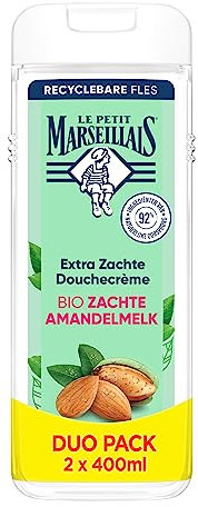 Le Petit Marseillais extra soft almond milk shower cream, dermatologically tested and pH neutral for the skin 2x400ml
