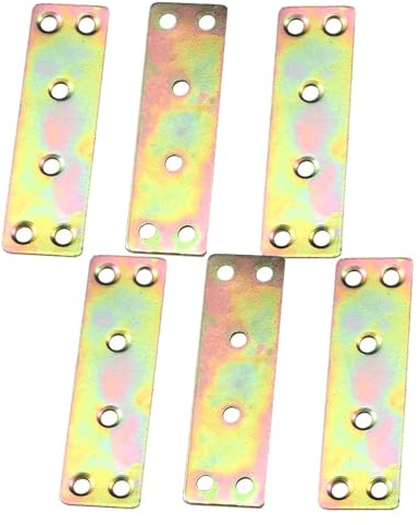 TOCHUN 6pcs Flat Joining Plates (81mm x 23mm x 1.6mm) Connecting Perforated Metal Brace Bracket, Zinc Wood Fixing Metal Repair Connector, 6 Holes Mending Fixing Plates Brackets