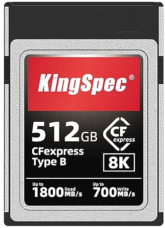 KingSpec CF Express Type B Memory Card - 512GB, XQD Memory Cards, CFexpress Type b, 1800MB/s Read - 700MB/s Write, 8K Raw for DSLR, Compatible w/Canon/Nikon/Panasonic Cameras, Pro Photographers