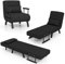 GOPLUS Sofá Cama Convertible, Sillón Reclinable 4 en 1 con Respaldo Ajustable en 6 Posiciones, Almohada Desmontable y Marco Metálico, Sofá Cama Plegable Individual Tapizada Carga 150kg (Negro)