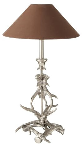 mucHome Leuchte Geweih Aluminium Landhaus/Country Tisch oder Pendelleuchte braun Kronleuchter Silber (Tischleuchte)