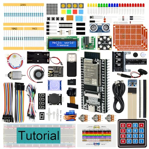 Freenove Ultimate Starter Kit for ESP32-WROVER CAM (Included), Dual-core 32-bit 240 MHz Microcontroller, Onboard Camera Wireless, Python C Java, 795-Page Detailed Tutorial, 240 Items, 122 Projects