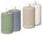 world-trading-net - 4er Set LED Stumpenkerzen STRIPE, Höhe 15cm, Durchmesser 7,5cm, weiß, beige, grün, blau, Timer, 3D Flamme