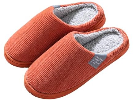 Milaloko Zapatillas Blandas de Peluche Para Mujeres y Hombres Para Mantener las Zapatillas Calientes en Invierno, Naranja, 40-41