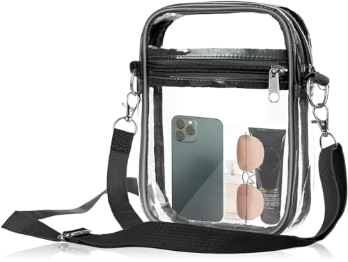 YWKJDDM Schultertasche Transparent Umhängetasche mit Verstellbarem Riemen Durchsichtige Tasche Klein, Wasserdichte Durchsichtige Umhängetasche für Konzerte, Sportveranstaltungen, Shopping, Reisen