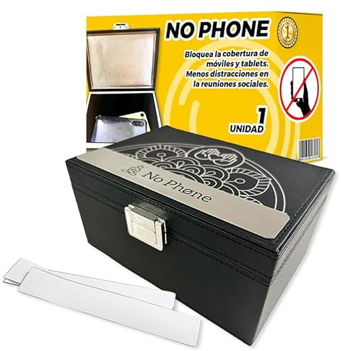 Caja Faraday para Bloqueo de Señal | Ideal para Reuniones y Eventos sin Distracciones | Funda Faraday Inhibidor de Señal para Móviles con Etiquetas de Personalización | Jaula Faraday Portátil.