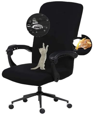 FutureHight BüRo Stuhl Bezug Elastischer Siamesischer BüRo Stuhl Bezug Drehstuhl Computer Sessel Schutz HüLle (Schwarz)
