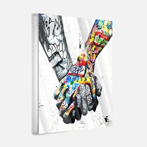Acrylglas Pop Art Graffiti Tattoo Arm Love Street-Art Wand Glasbilder Abstrakt Wandbilder Wohnzimmer Schlafzimmer Büro Wanddekoration Deko XXL günstig (Acrylglas, 80x60 cm)