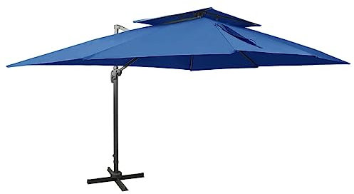 MNISDFL Strand Sonnenschirm Ampelschirm Balkon Regenschirm Ampelschirm mit Lüftung Azurblau 400x300 cm