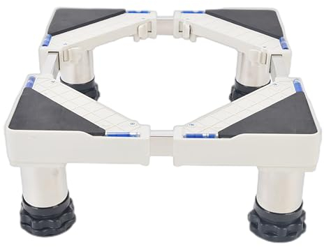 Base per Lavatrice, Supporto Base per Lavastoviglie Lunghezza/Larghezza Regolabile 30-48cm Altezza 13-16cm Supporti 150 kg, Base per Lavatrice Asciugatrice Frigoriferi 4 Piedi Fissi Bianca