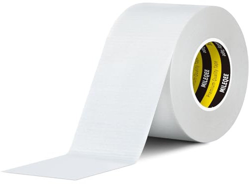 MILEQEE White Duct Tape, 50mm x 20m, Strong Self-Adhesive Single Sided Cloth Mesh Fabric Tape, Repair, Seal, Fix, Splice Indoors Multipurpose Sticky Strips Easy Tear, Winter Draft Blocker