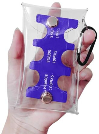 Étui pour pièces de monnaie en yen japonais - Organisateur et rangement - Porte-monnaie rectangulaire JPY - Distributeur de pièces de monnaie - En PVC - Avec 6 emplacements, bleu, 9.1*4.5*1.5cm,