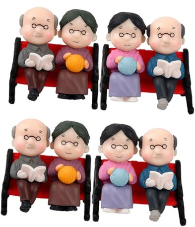 Sosoport 4sätze Miniatur-dekorationsfigurenset Teiliges Opa Und Oma Skulpturen Landscape Doll Für Garten Und Wohnraumgestaltung Für Miniaturgärten Und Kreative Arrangements
