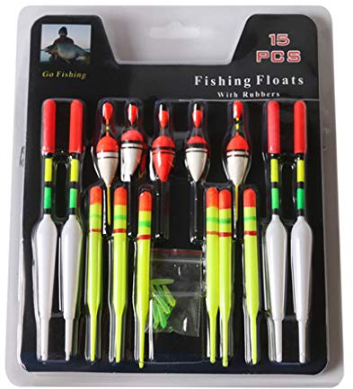 Domasvmd 15-teiliges Schwimmer-Set, vertikale Boje, verschiedene Größen, für die meisten Angelarten, Zubehör, Angel-Bobber, groß