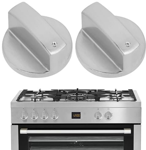 TEOZBLU 2Pz Manopole Fornello Pomello Fornello Gas Pomelli Forno Universale Manopole Gas,Argento Universale Manopola Gas per Cucina Stufa Gas, Piano Cottura, Forno