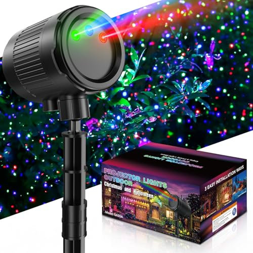 Christmas Projector Outdoor 3 Colors Firefly Light Projector Waterproof IP65 for Outdoor with Remote Control and Timer, Indoor Projection Lights