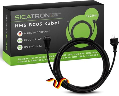 SICATRON Anschlusskabel Balkonkraftwerk HMS BC05 (20M) I Kompatibel mit Hoymiles (HMS-350 bis HMS-2000) UVM. I Wetter- & UV-beständig I Plug&Play Installation I Ideal für Mikrowechselrichter
