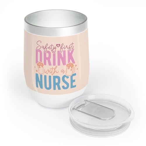 Funny Gift for Nurse Safety First, Drink With a Nurse Stainless Steel Insulated Tumbler Gifts for Nurses, Pink