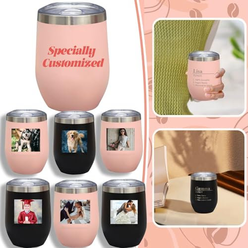 Tasse en acier inoxydable personnalisée, gobelet à café avec logo de nom de texte d’image, gobelet en acier inoxydable photo personnalisé avec couvercle, tasse de voyage à café-cadeaux de Noël