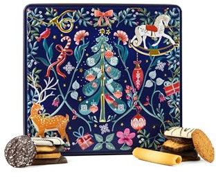 Scandi Belgian Biscuits Tin - Christmas Biscuit Tins, Gift Set with Belgian Chocolate Biscuits Selection, Novelty Christmas Treat Box - Festive Tins of Chocolates Gifts for Women & Men
