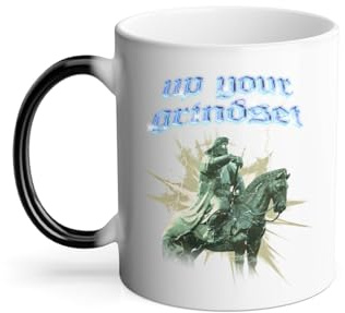 Thermoreagierende Tasse Magische Tasse – Up Your Grindset Genghis Khan Funny Humor Sigma Male Grindset Parodie – 325 ml