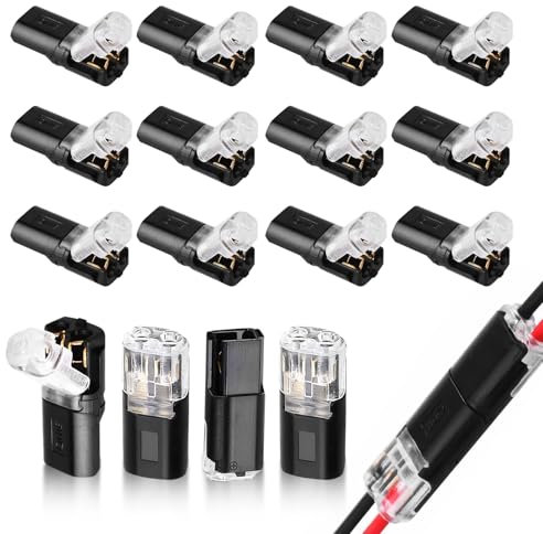 kodivenj Steckverbinder 2 Polig,12V Stecker 2 pin,Kabel Steckverbinder,Schneller Kabelstecker Verbindungen 12V für 18-22 AWG Kabel Crimp,Steckverbindung Wire Connector für KFZ LKW (16)
