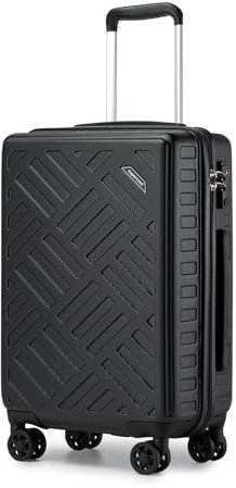 Supercase Valise Cabine 55cm Rigide avec 4 roulettes et Serrure TSA Valise de Voyage et Soute pour Bagage enregistré(Noir)